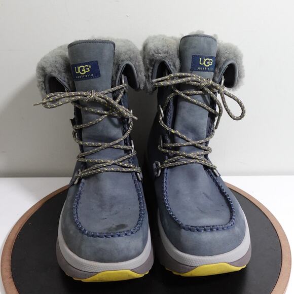 UGG Auden Winter Boots Men Size 11 Navy Waterproof Shearling Lined Snow Moc Toe - Picture 3 of 10